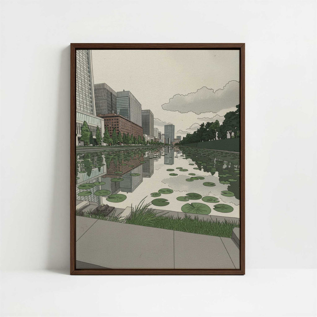 Framed Canvas - Framed canvas in dark wood color frame