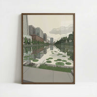 Urban Reflections in Chiyoda, Tokyo - Art Print - Art print in dark wood frame