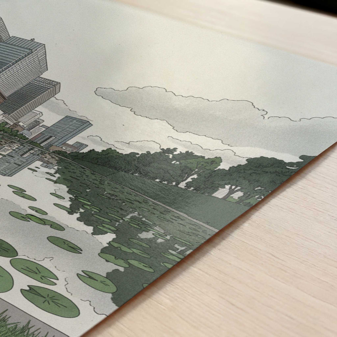 Urban Reflections in Chiyoda, Tokyo - Art Print - Close-up detail of the art print