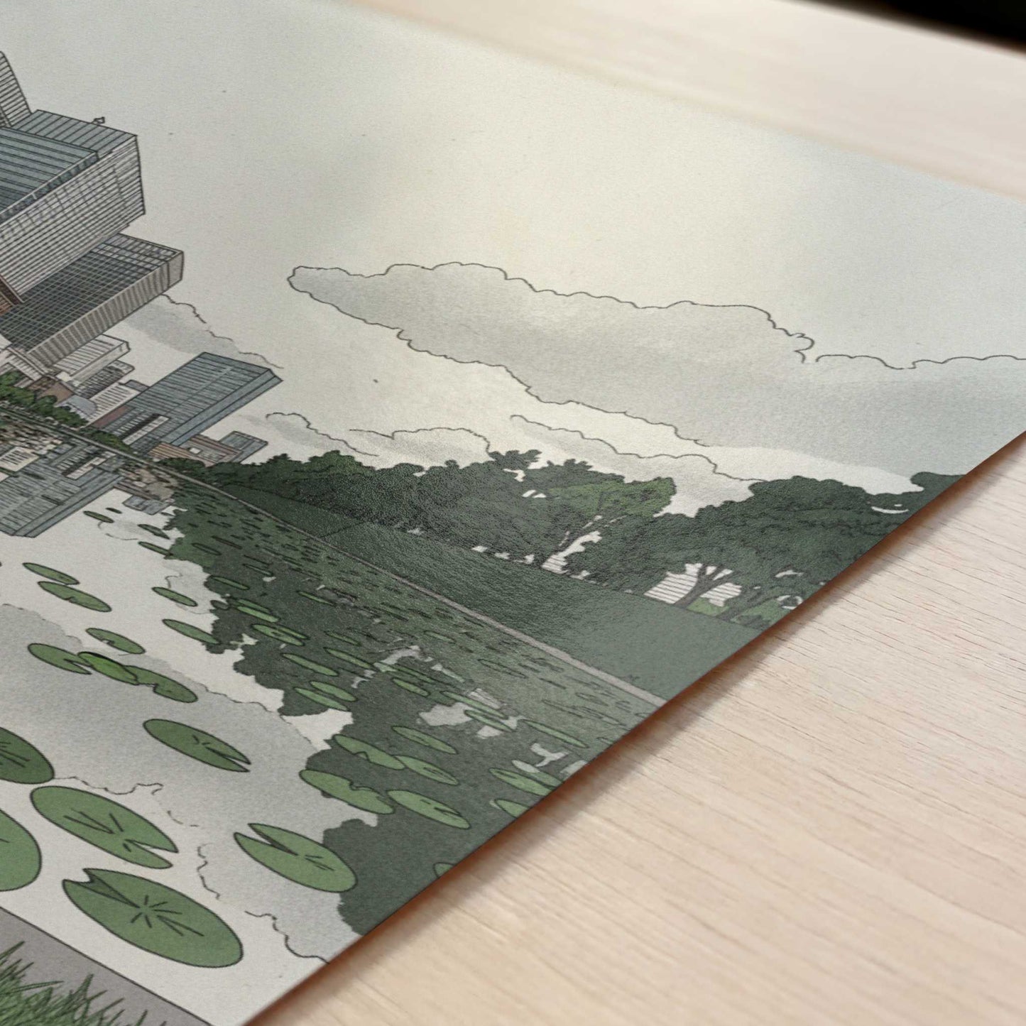 Urban Reflections in Chiyoda, Tokyo - Art Print - Close-up detail of the art print