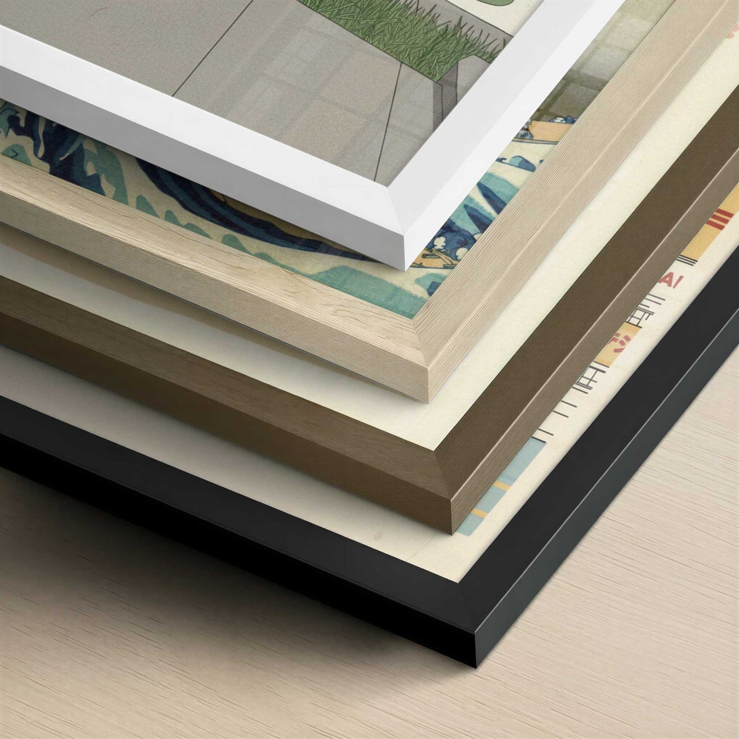 Urban Reflections in Chiyoda, Tokyo - Art Print - Close-up detail of the different frames