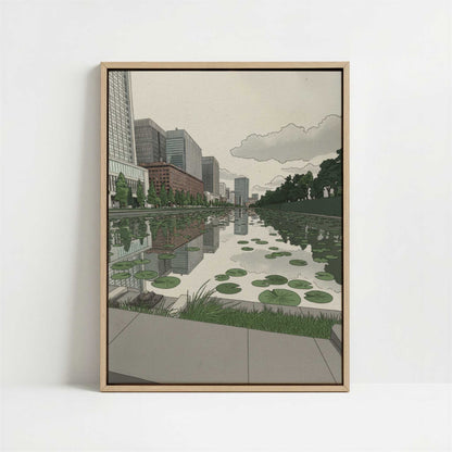 Framed Canvas - Framed canvas in oak color frame