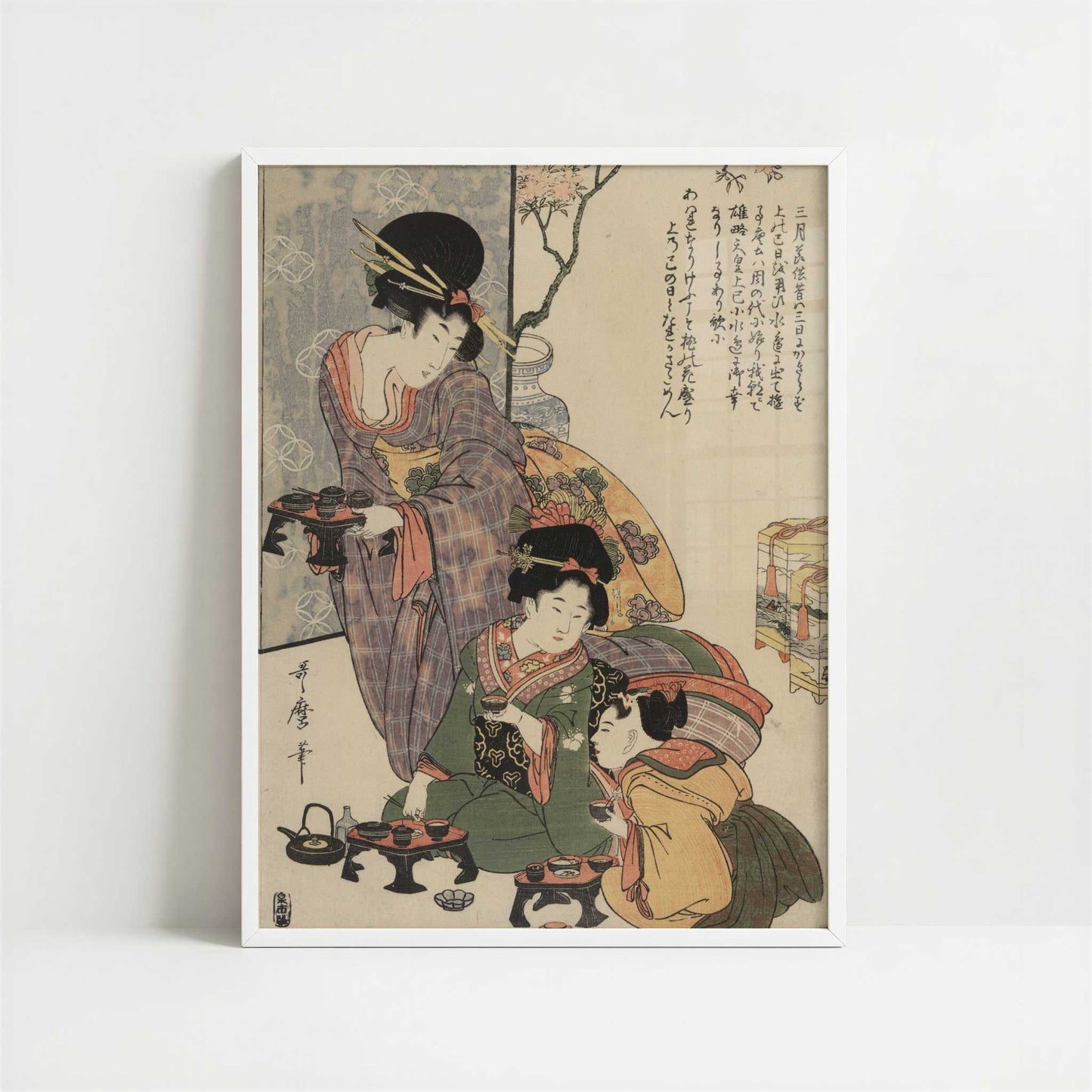 Girl's Festival (c.1801–4) by Kitagawa Utamaro – Art Print - Art print in white frame