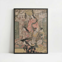 Hideyoshi and his Wives (c.1805) by Kitagawa Utamaro – Art Print - Art print in black frame