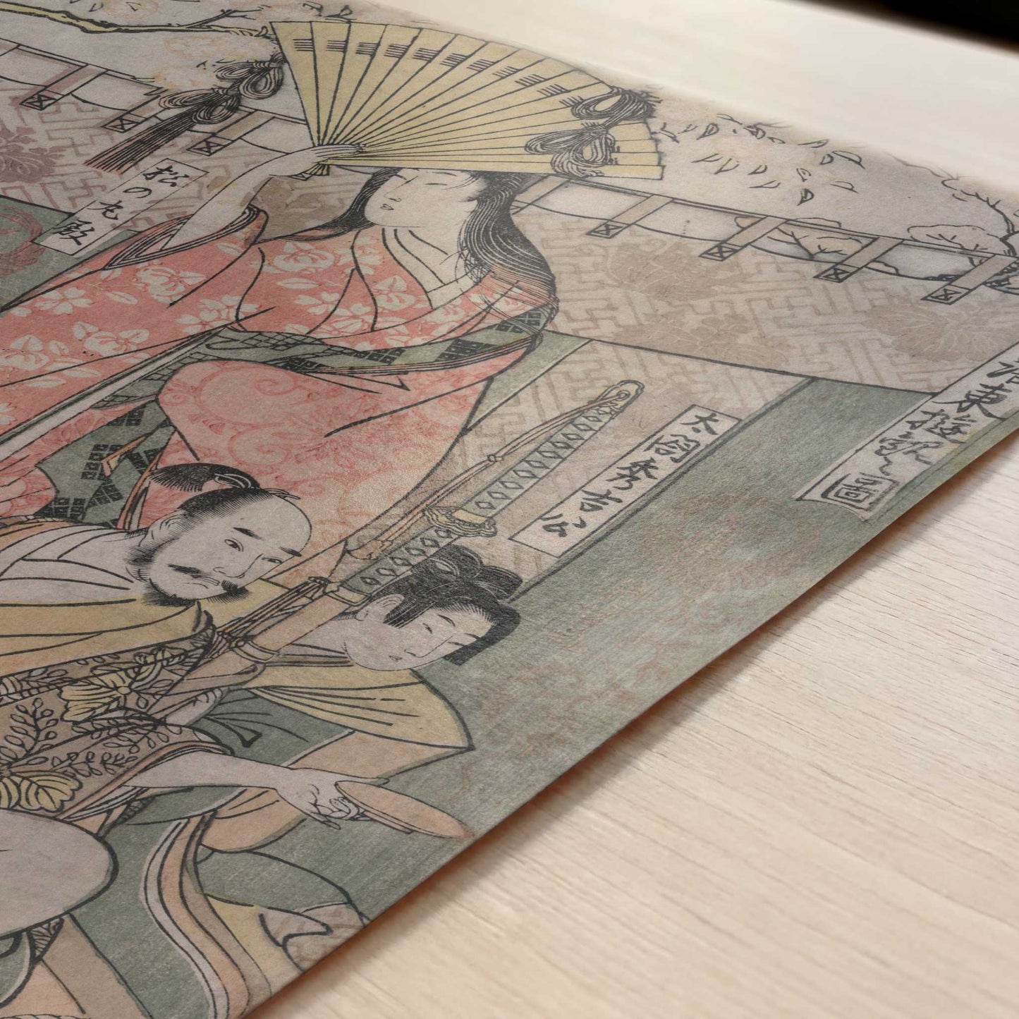 Hideyoshi and his Wives (c.1805) by Kitagawa Utamaro – Art Print - Close-up detail of the art print