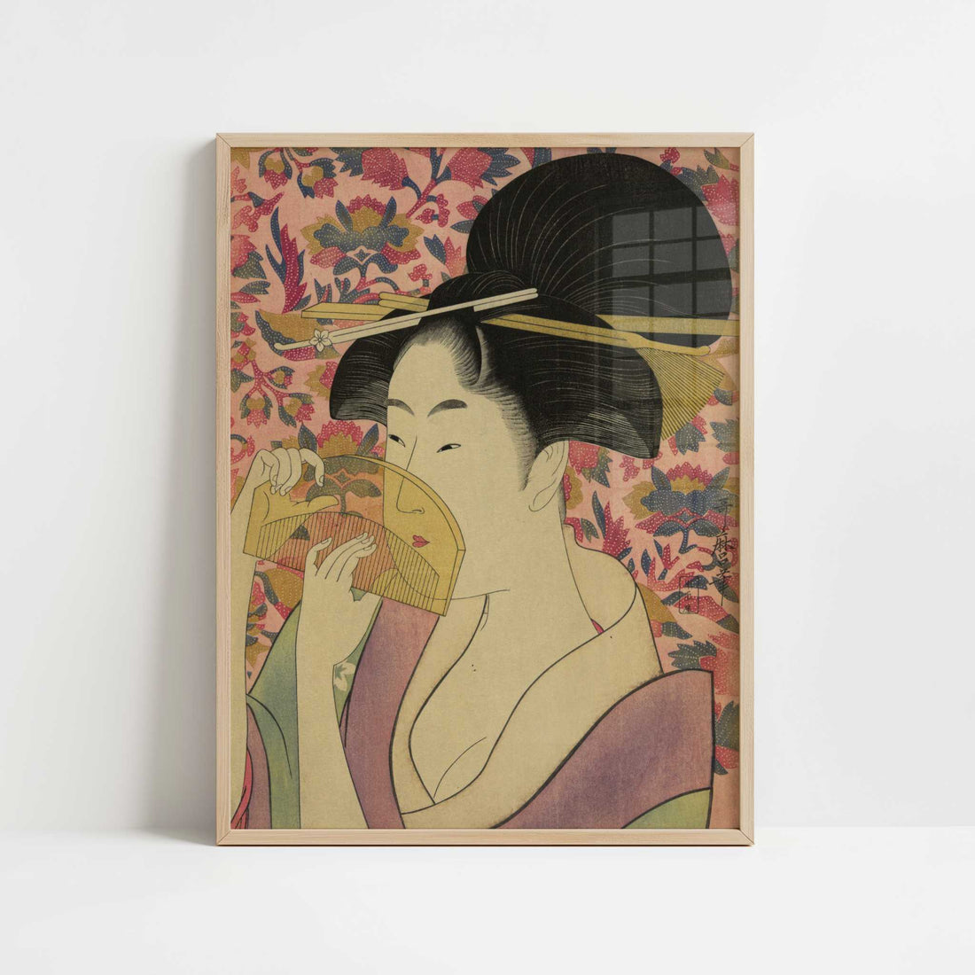 Kushi (c.1780) by Kitagawa Utamaro – Art Print - Art print in oak frame