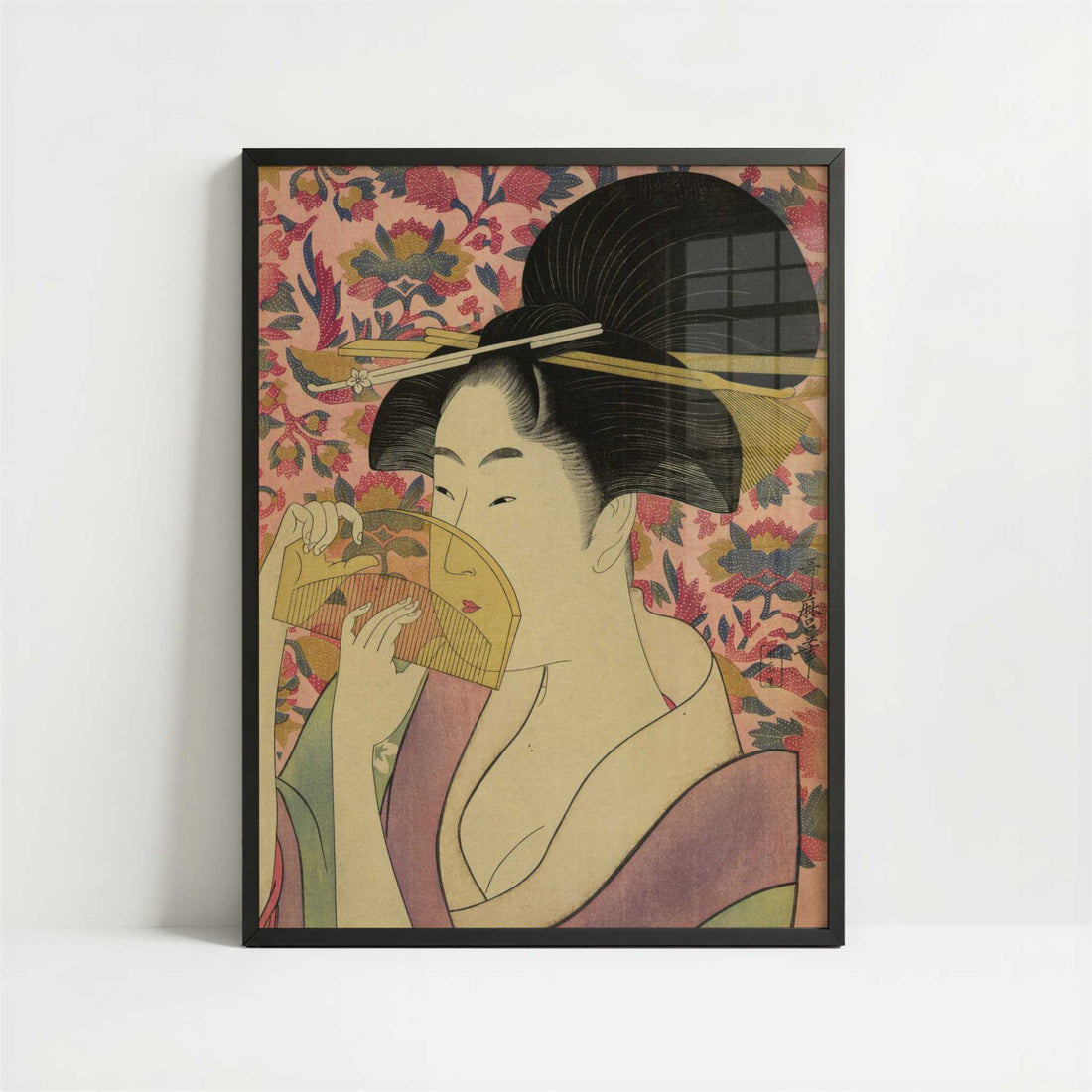 Kushi (c.1780) by Kitagawa Utamaro – Art Print - Art print in black frame