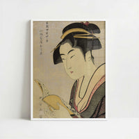 Ochie of the Ko-ise-ya of the Arayashiki in Kobikicho (c.1780) by Kitagawa Utamaro – Art Print - Art print in white frame
