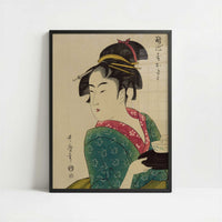 Okita of Naniwa-ya (c.1793) by Kitagawa Utamaro – Art Print - Art print in black frame