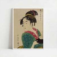 Okita of Naniwa-ya (c.1793) by Kitagawa Utamaro – Art Print - Art print in white frame