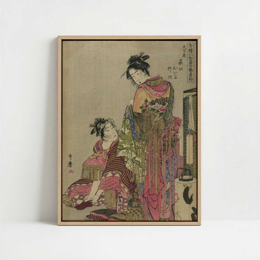 Framed Canvas - Framed canvas in oak color frame