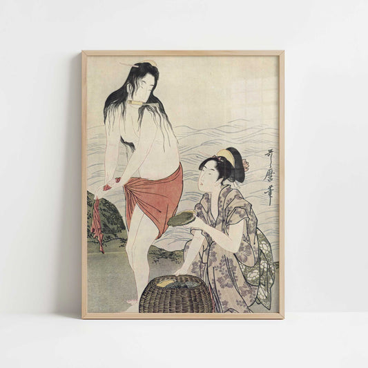 The Fishermen of Awabi (1790s) by Kitagawa Utamaro – Art Print - Art print in oak frame