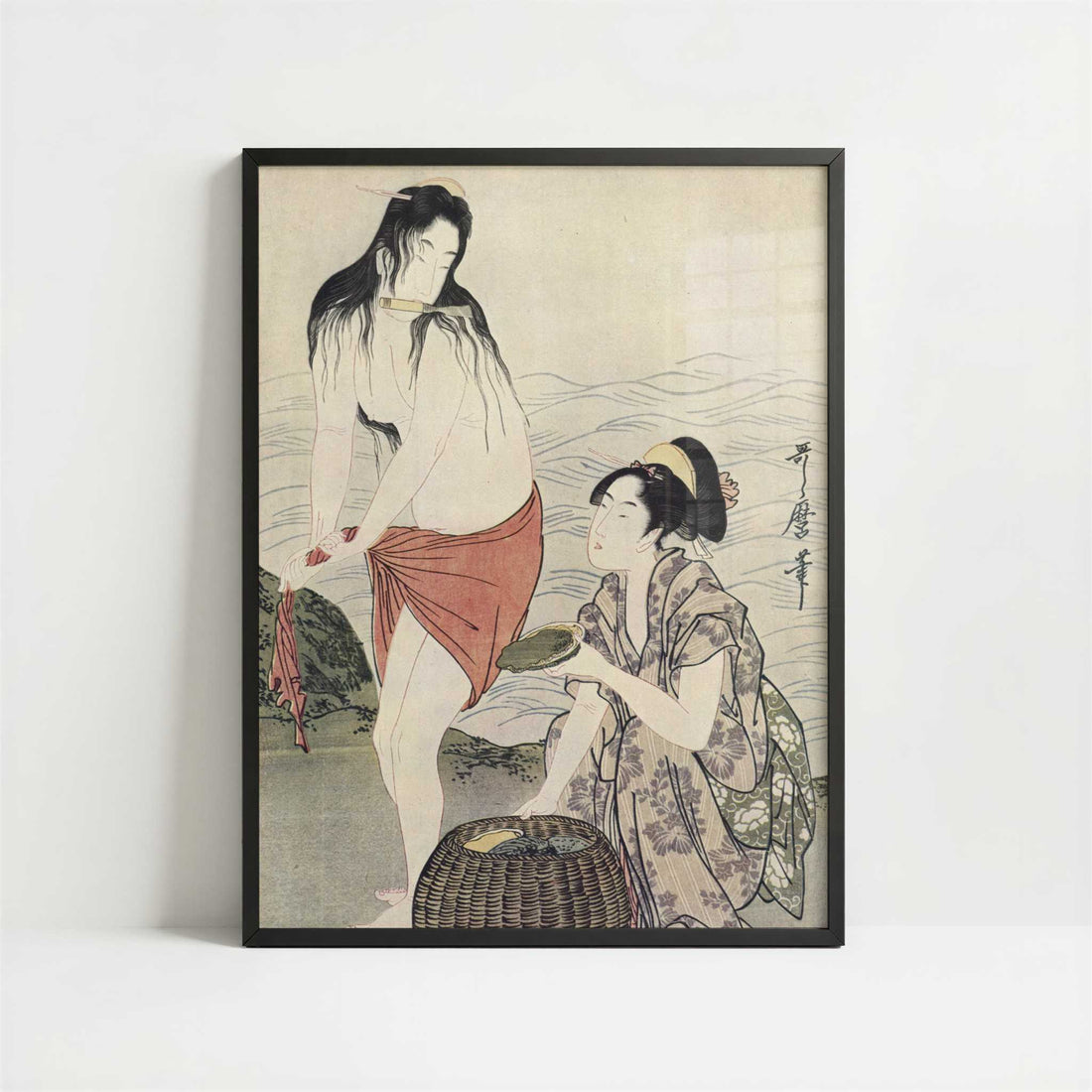 The Fishermen of Awabi (1790s) by Kitagawa Utamaro – Art Print - Art print in black frame