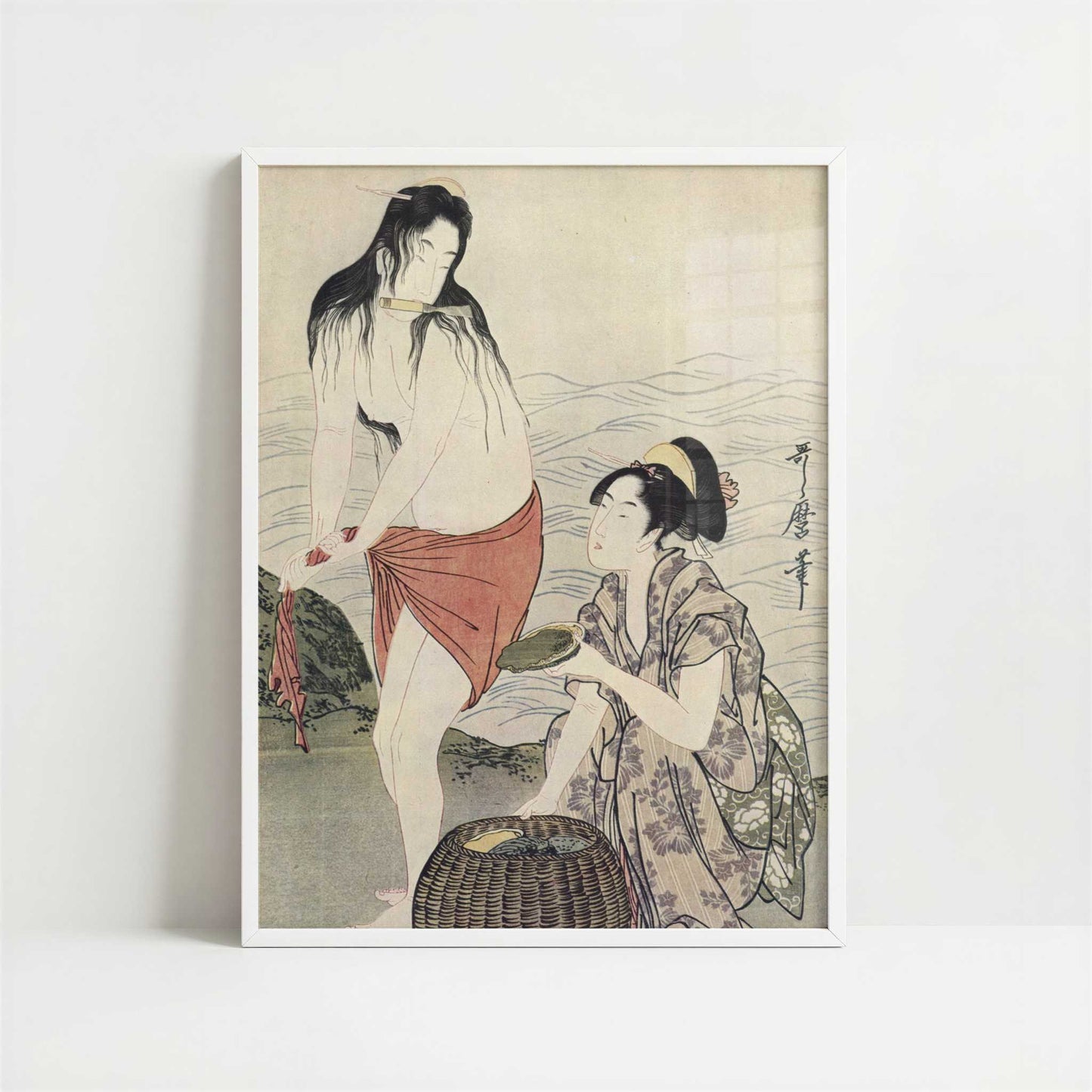 The Fishermen of Awabi (1790s) by Kitagawa Utamaro – Art Print - Art print in white frame
