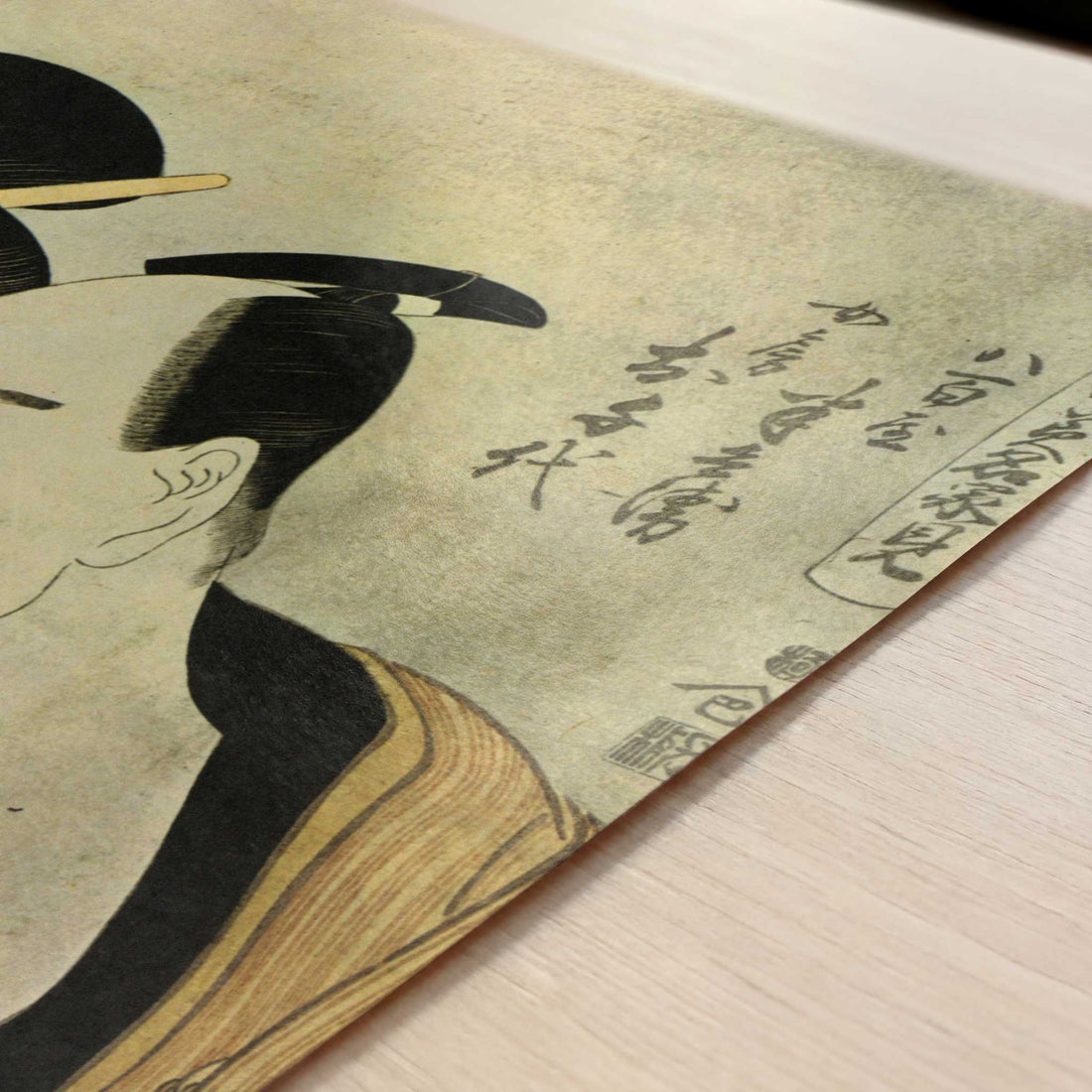 The Lovers Hambei and O'chie (1797–98) by Kitagawa Utamaro – Art Print - Close-up detail of the art print