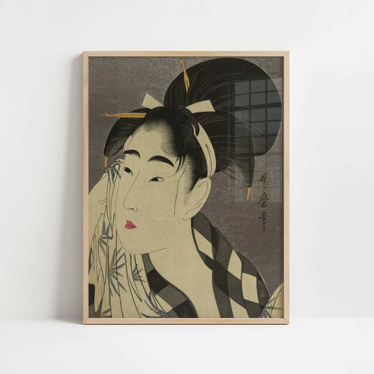 Woman (1798) by Kitagawa Utamaro – Art Print - Art print in oak frame