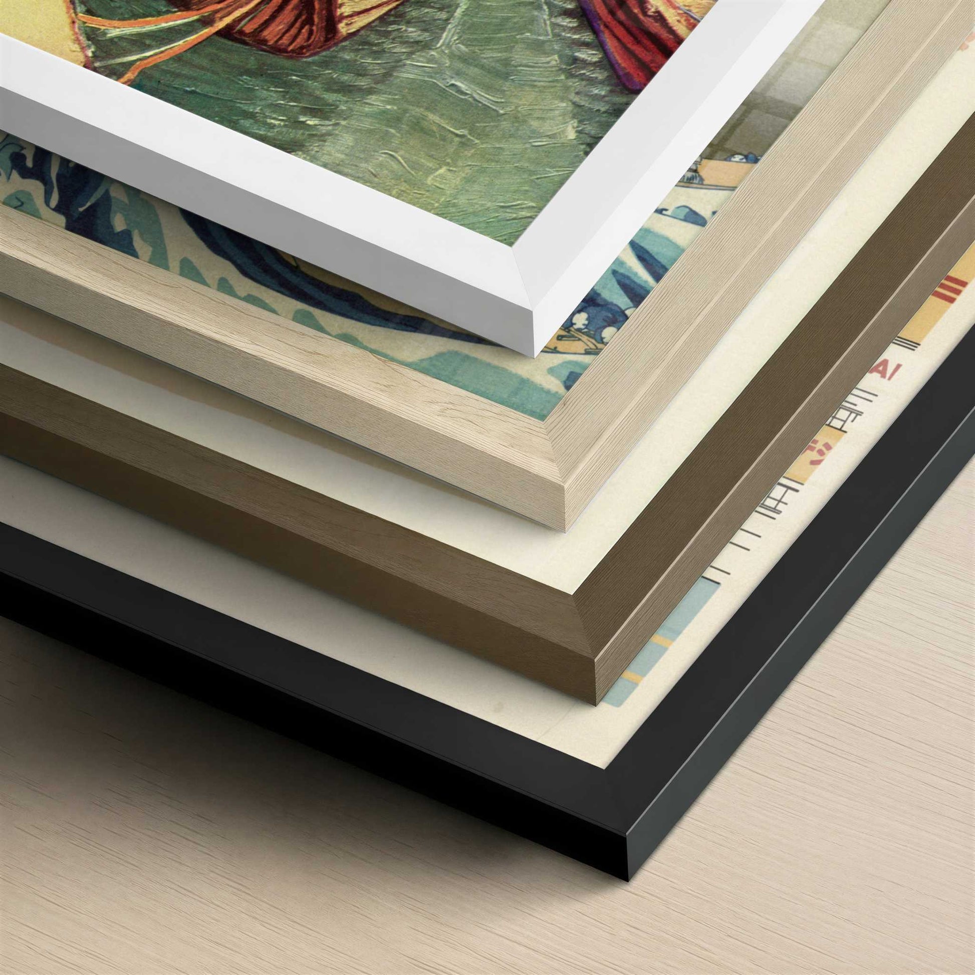 Boats on the Rhone (1888) by Van Gogh – Art Print - Close-up detail of the different frames