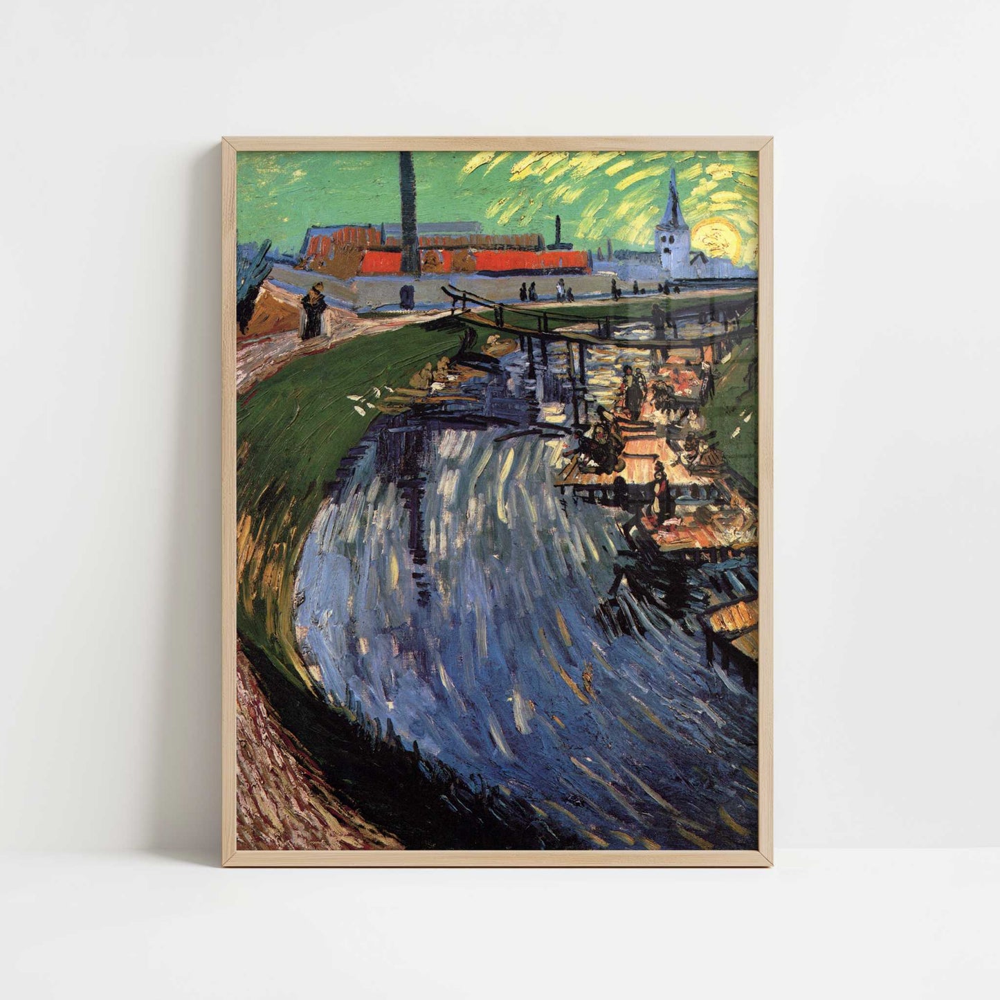 Canal with Women Washing (1888) by Van Gogh – Art Print - Art print in oak frame