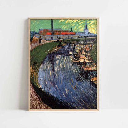 Canal with Women Washing (1888) by Van Gogh – Art Print - Art print in oak frame