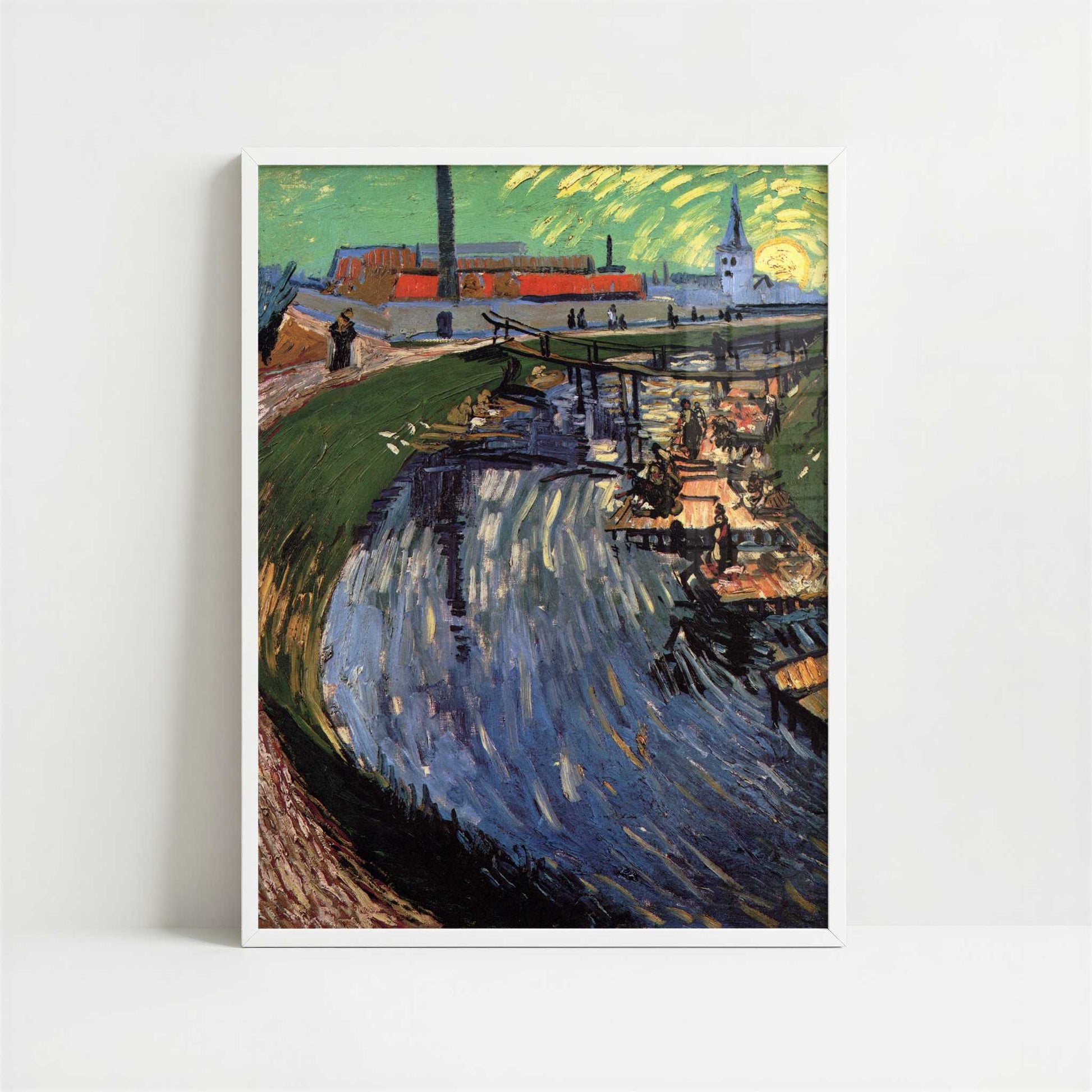 Canal with Women Washing (1888) by Van Gogh – Art Print - Art print in white frame
