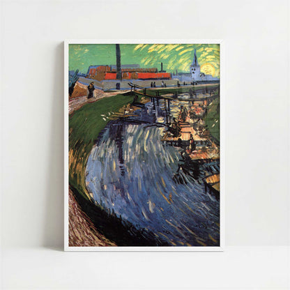 Canal with Women Washing (1888) by Van Gogh – Art Print - Art print in white frame