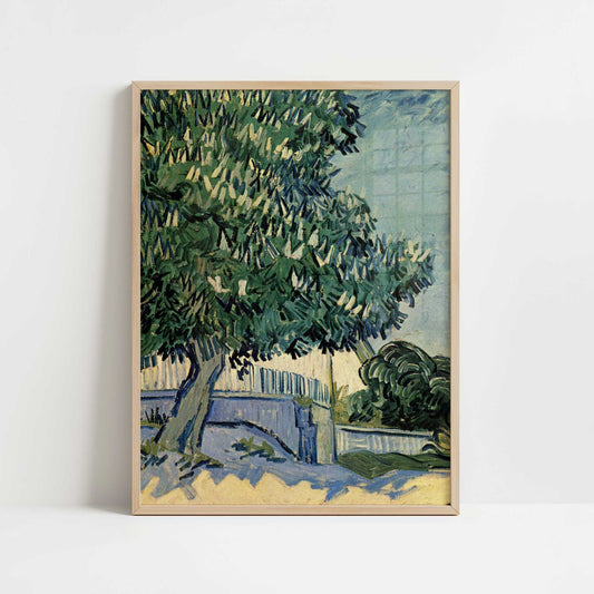 Chestnut Tree in Blossom (1890) by Van Gogh – Art Print - Art print in oak frame