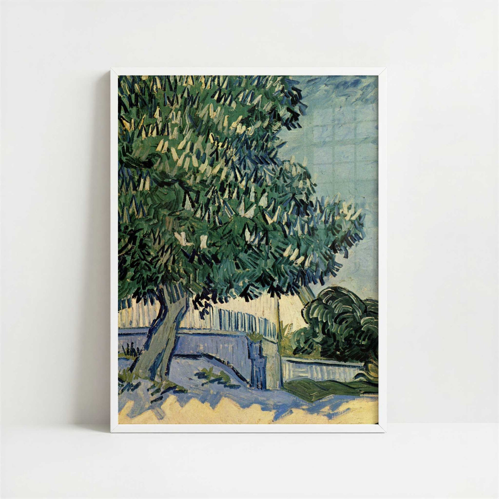 Chestnut Tree in Blossom (1890) by Van Gogh – Art Print - Art print in white frame