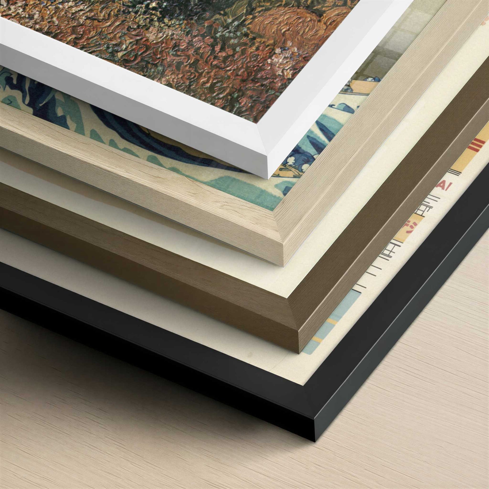 Cypresses with Two Figures (1889) by Van Gogh – Art Print - Close-up detail of the different frames