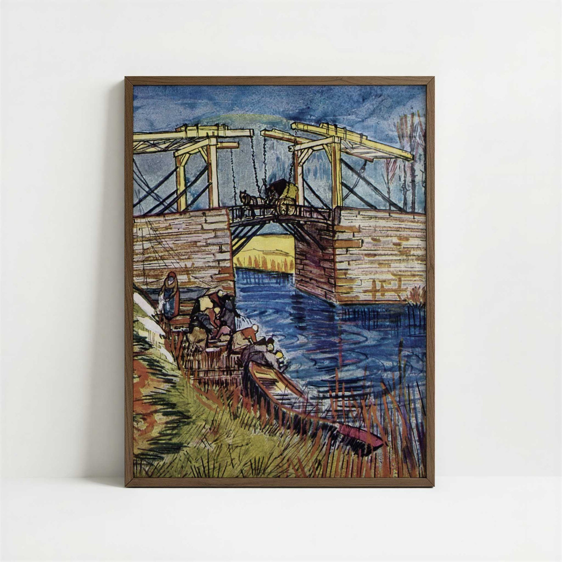 Drawbridge 1 (1888) by Vincent van Gogh – Art Print - Art print in dark wood frame