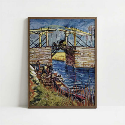 Drawbridge 1 (1888) by Vincent van Gogh – Art Print - Art print in dark wood frame