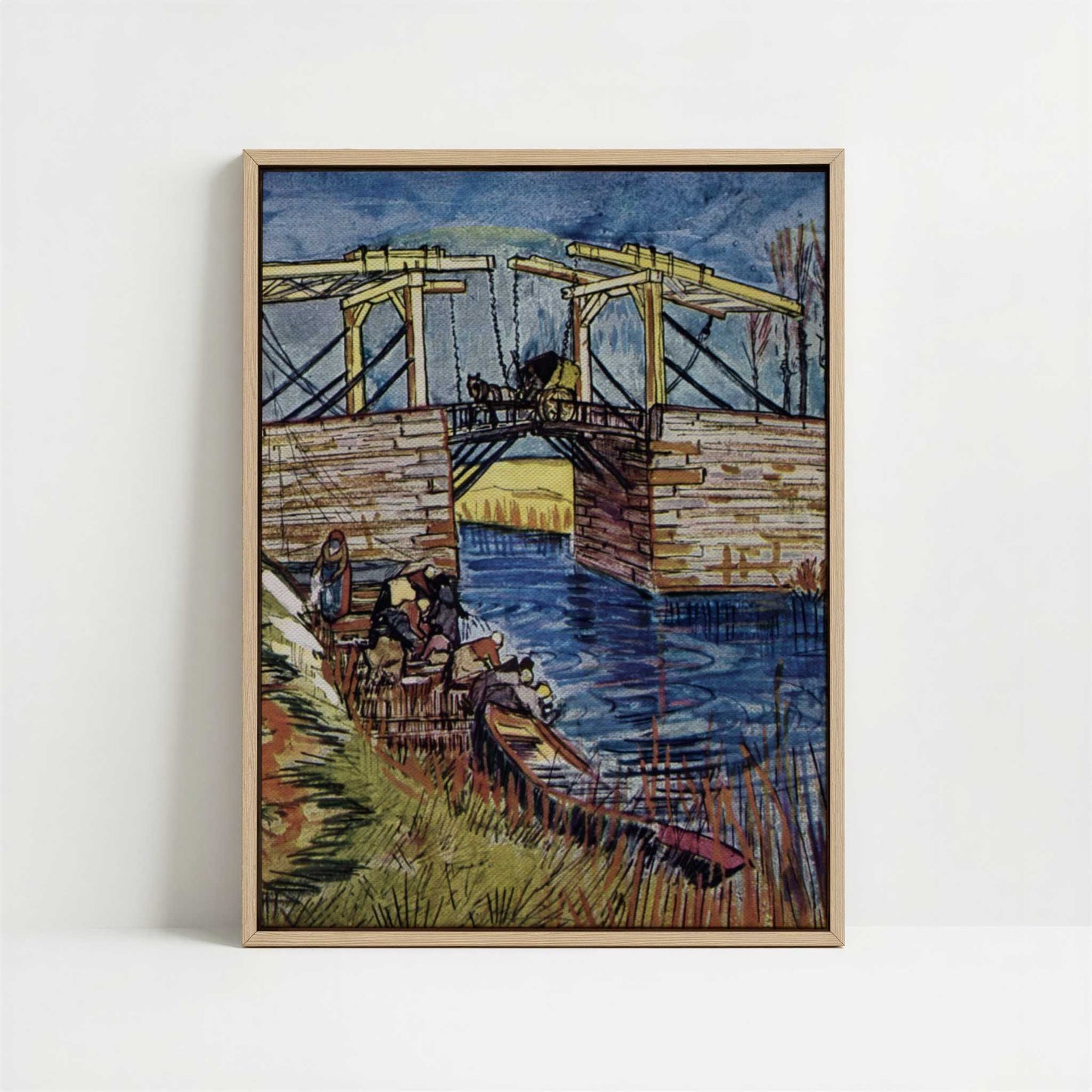 Framed Canvas - Framed canvas in oak color frame