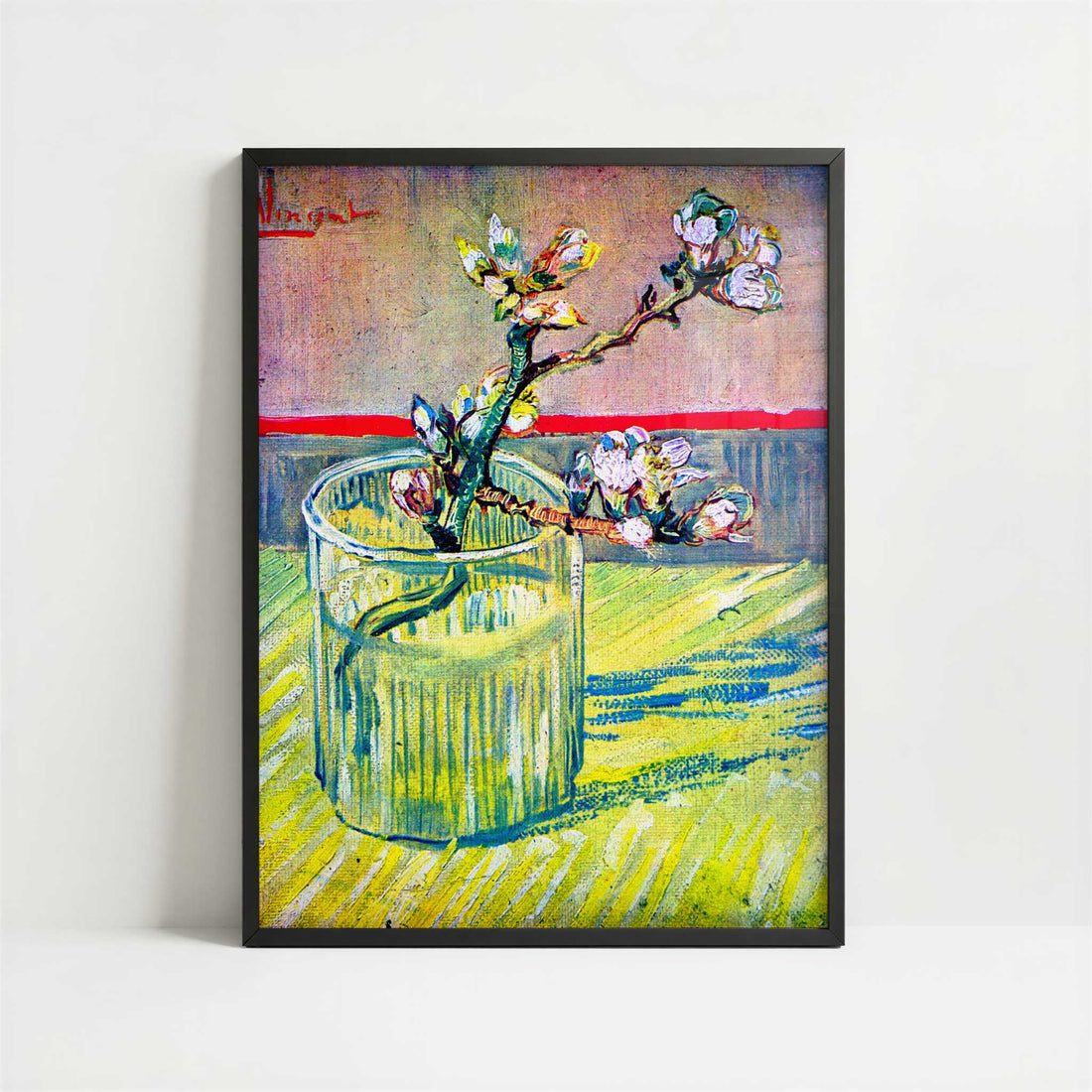 Flowering Almond Twig (1888) by Van Gogh – Art Print - Art print in black frame