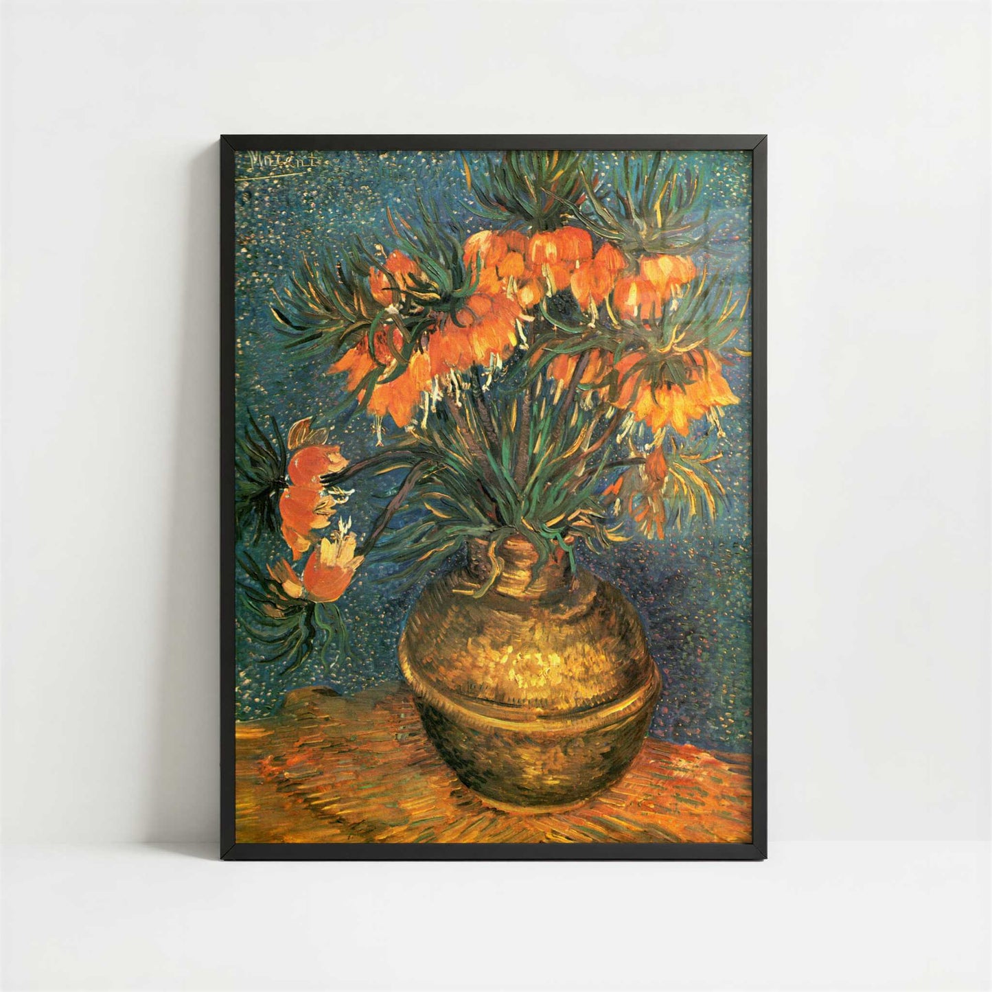 Fritillarias in a Copper Vase (1886) by Vincent van Gogh – Art Print - Art print in black frame