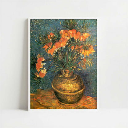 Fritillarias in a Copper Vase (1886) by Vincent van Gogh – Art Print - Art print in white frame
