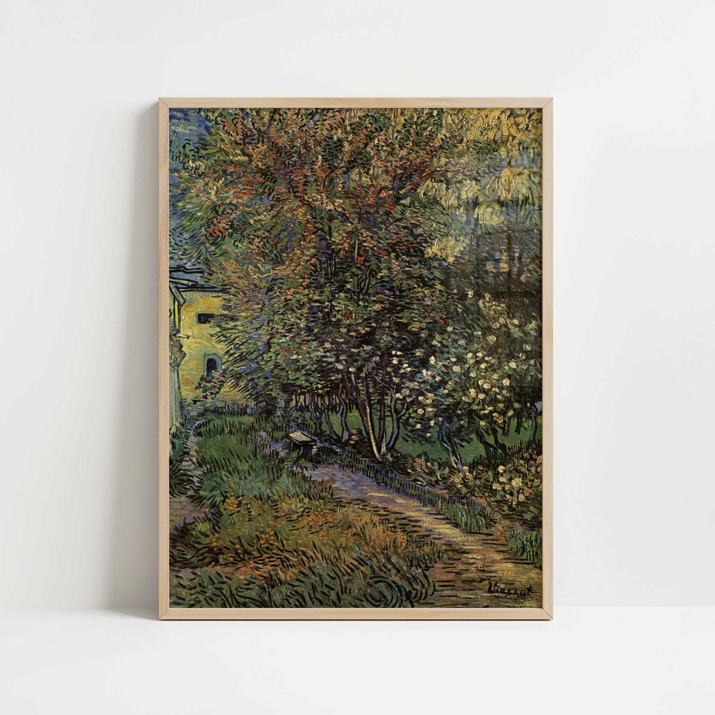 Garden of St. Paul's Hospital, Saint-Remy (1889) by Van Gogh – Art Print - Art print in oak frame
