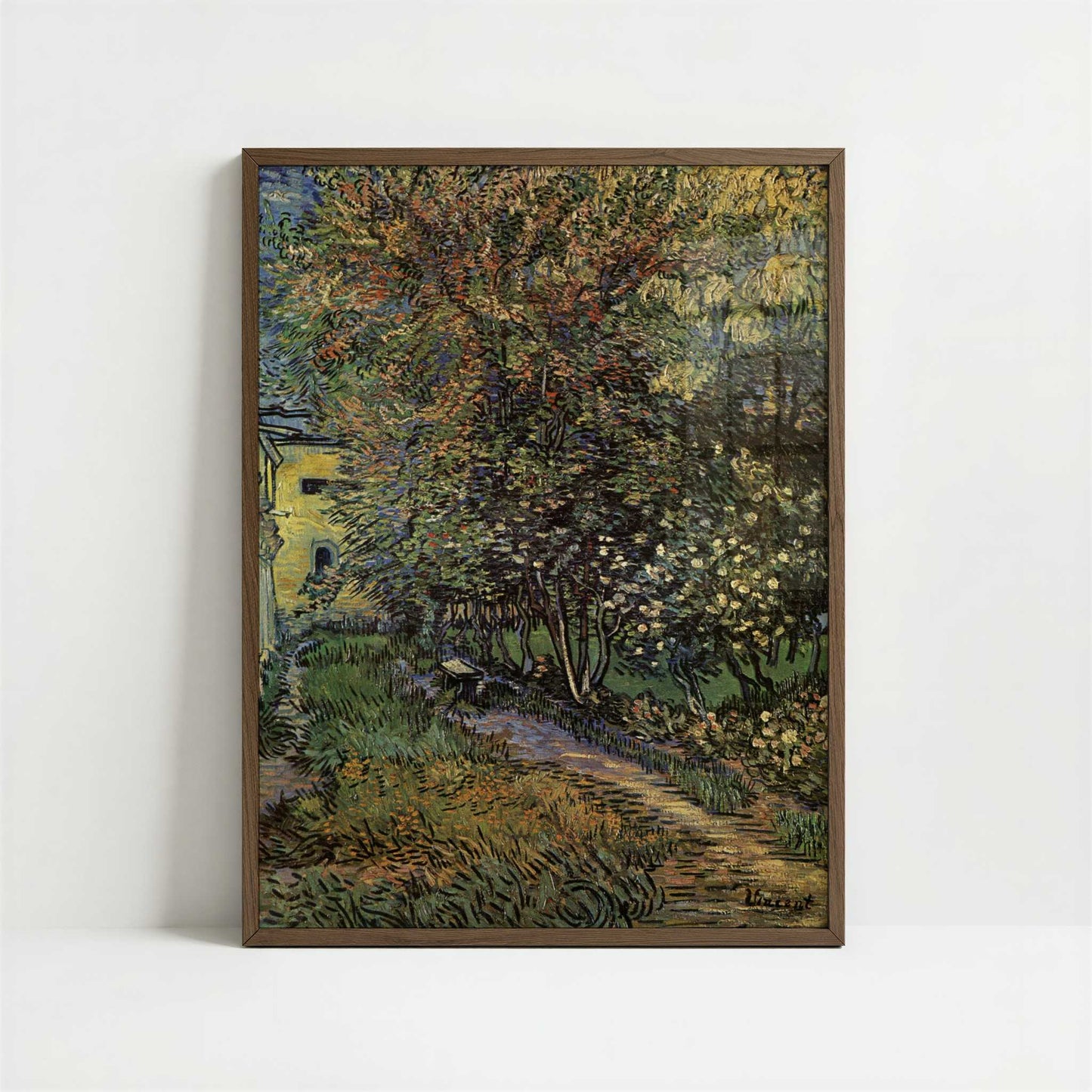 Garden of St. Paul's Hospital, Saint-Remy (1889) by Van Gogh – Art Print - Art print in dark wood frame