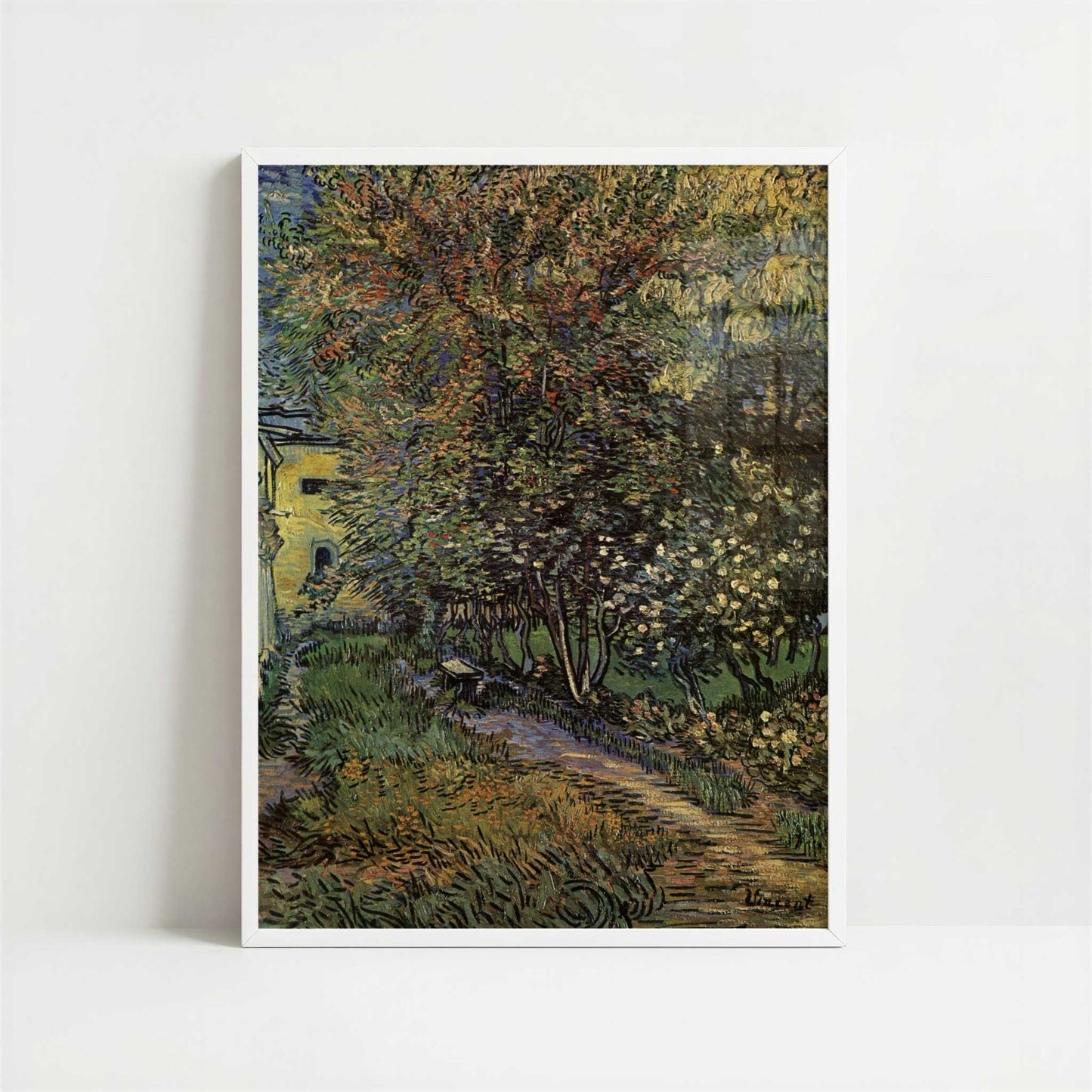 Garden of St. Paul's Hospital, Saint-Remy (1889) by Van Gogh – Art Print - Art print in white frame
