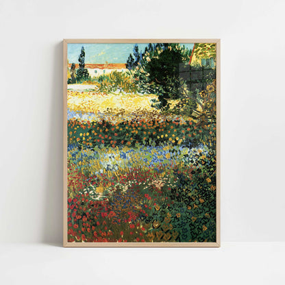 Garden with Flowers (1888) by Vincent van Gogh – Art Print - Art print in oak frame