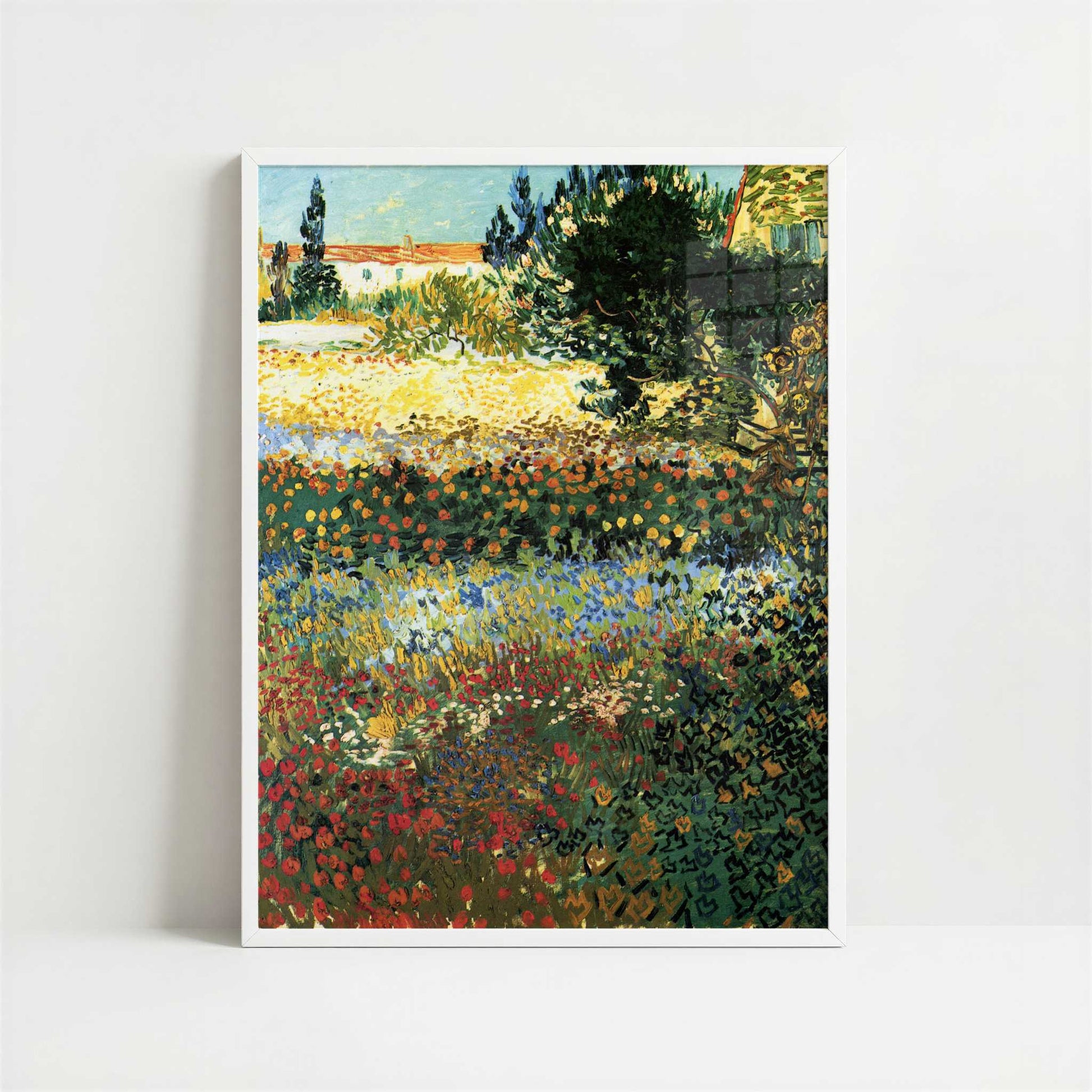 Garden with Flowers (1888) by Vincent van Gogh – Art Print - Art print in white frame