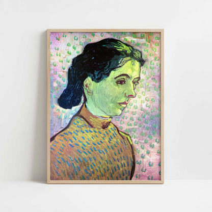 Girl on Pink Background (1888) by Vincent van Gogh – Art Print - Art print in oak frame