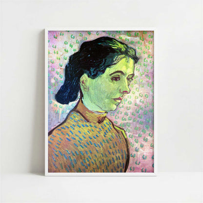 Girl on Pink Background (1888) by Vincent van Gogh – Art Print - Art print in white frame