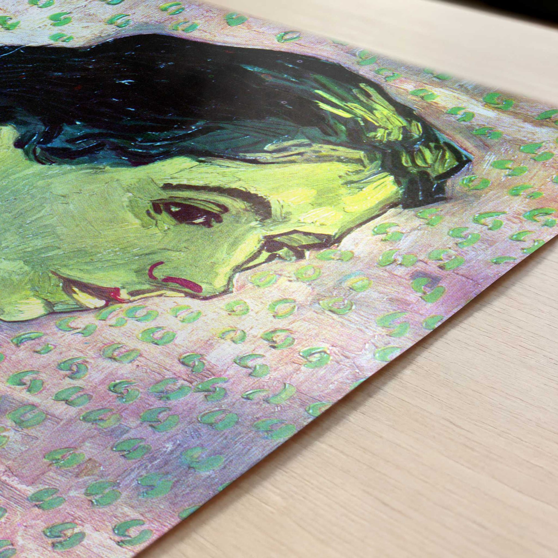 Girl on Pink Background (1888) by Vincent van Gogh – Art Print - Close-up detail of the art print