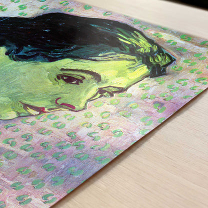 Girl on Pink Background (1888) by Vincent van Gogh – Art Print - Close-up detail of the art print