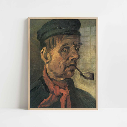 Head of a Peasant with Pipe (1884) by Van Gogh – Art Print - Art print in oak frame