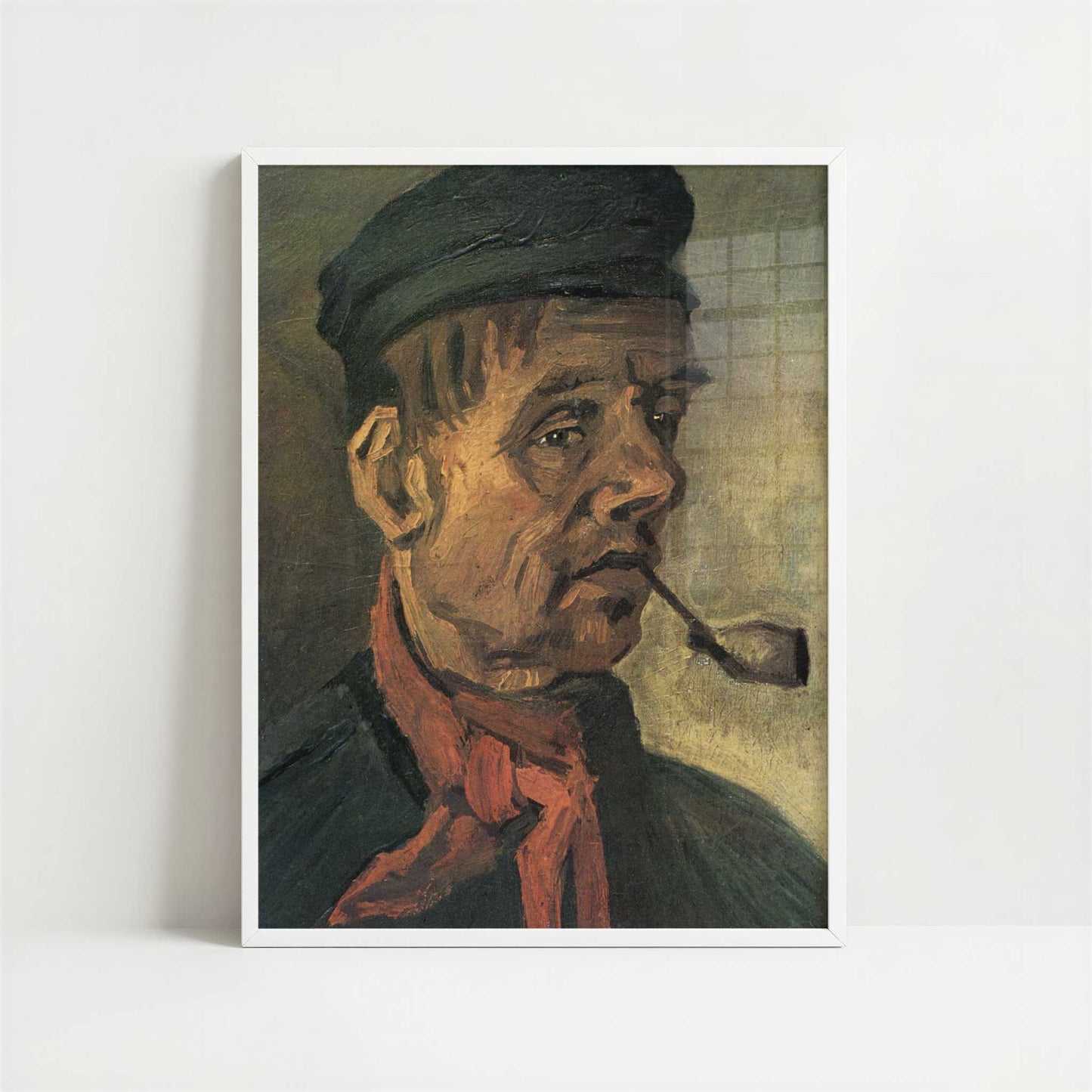 Head of a Peasant with Pipe (1884) by Van Gogh – Art Print - Art print in white frame