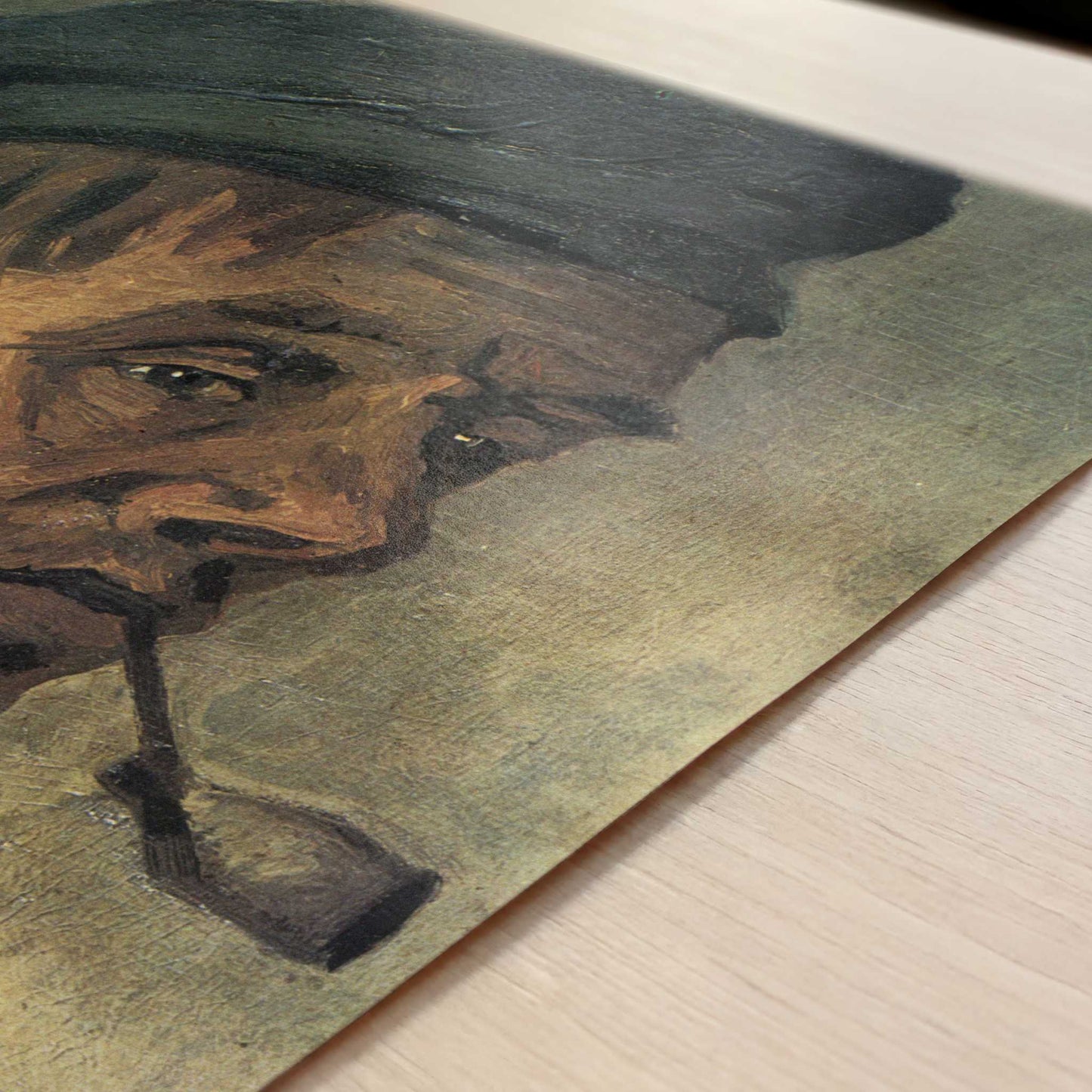 Head of a Peasant with Pipe (1884) by Van Gogh – Art Print - Close-up detail of the art print