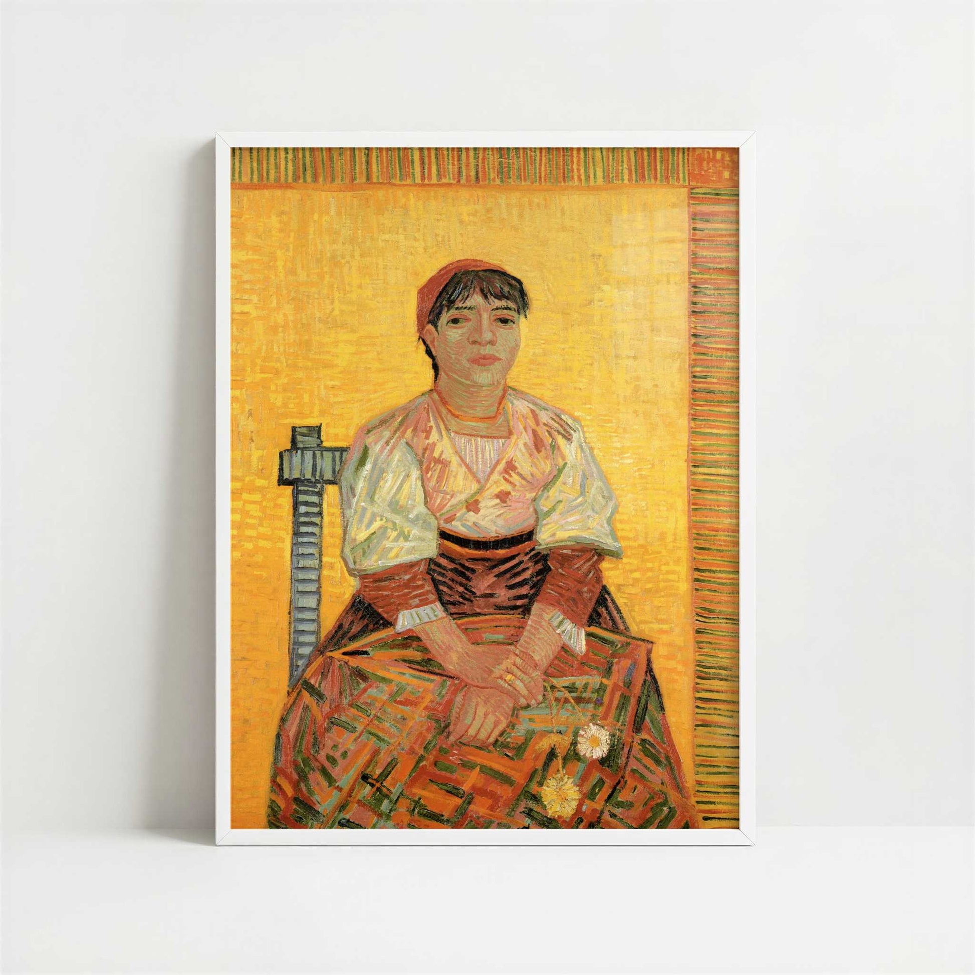 Italian Woman with Carnations (1888) by Van Gogh – Art Print - Art print in white frame