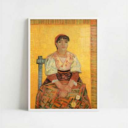 Italian Woman with Carnations (1888) by Van Gogh – Art Print - Art print in white frame