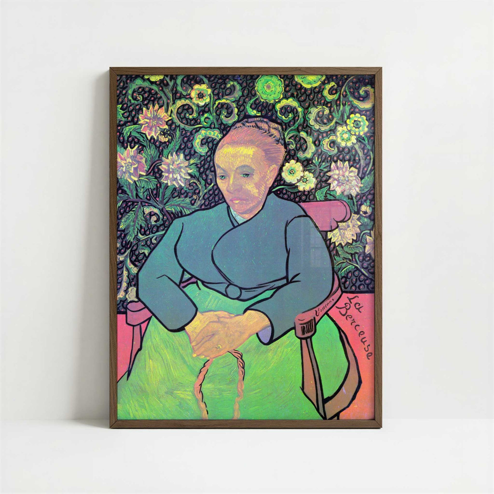 La Berceuse (1889) by Vincent van Gogh – Art Print - Art print in dark wood frame
