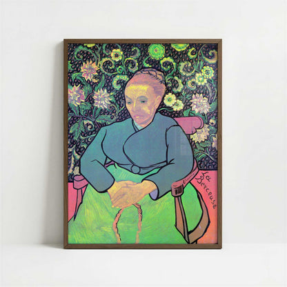 La Berceuse (1889) by Vincent van Gogh – Art Print - Art print in dark wood frame